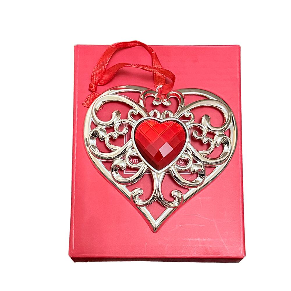 Lenox Heart Ornament Christmas Valentine Ornament  #856360 red silver ornament